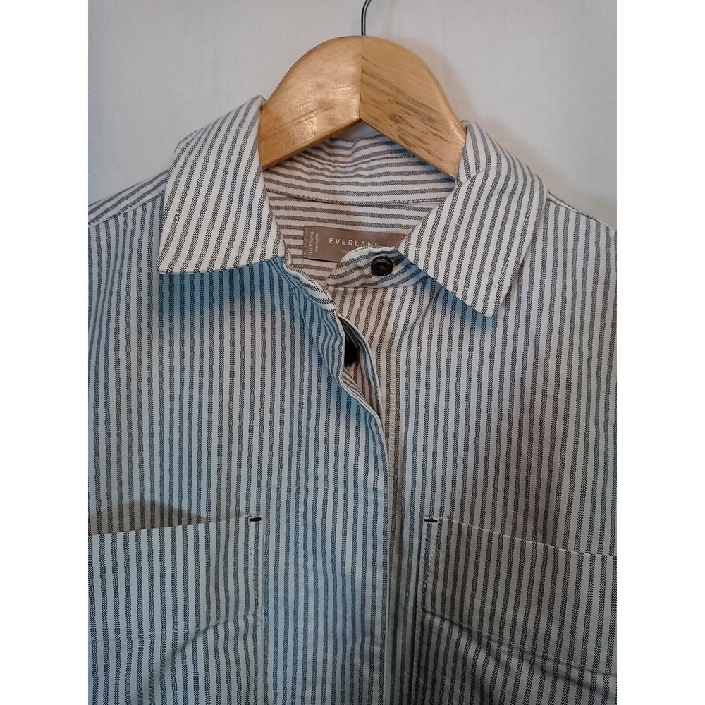 NWT Everlane Gray & White Oxford Shirt Dress Belted Organic Cotton Size XS - Picture 9 of 16